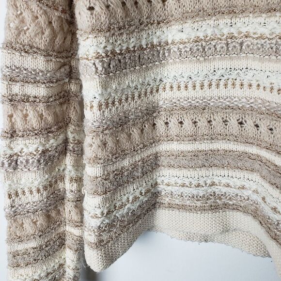 Anthropologie Little Yellow Bird Metallic Striped Knit Sweater - Picture 3 of 8